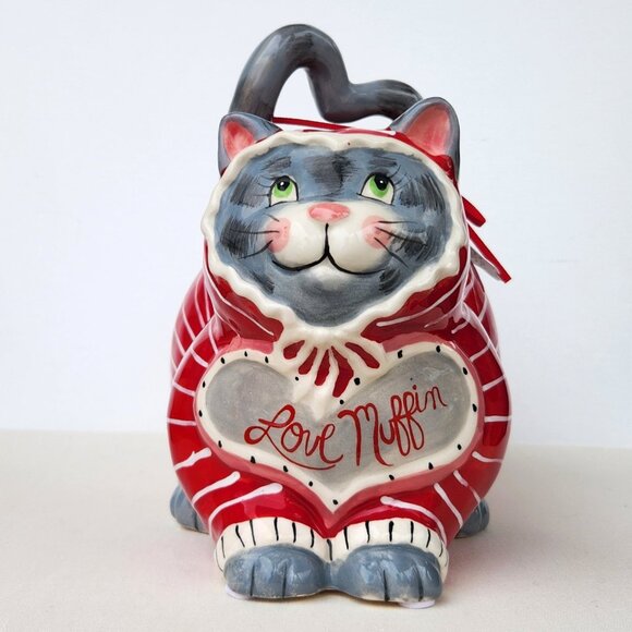 Blue Sky Clayworks Valentine Love Muffin Cat w/ Heart Tail Figure Statue Decor - Picture 2 of 9